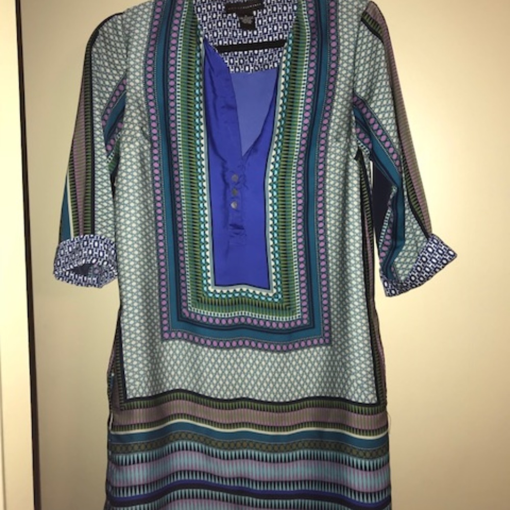 Geometric Scarf Print Dress
